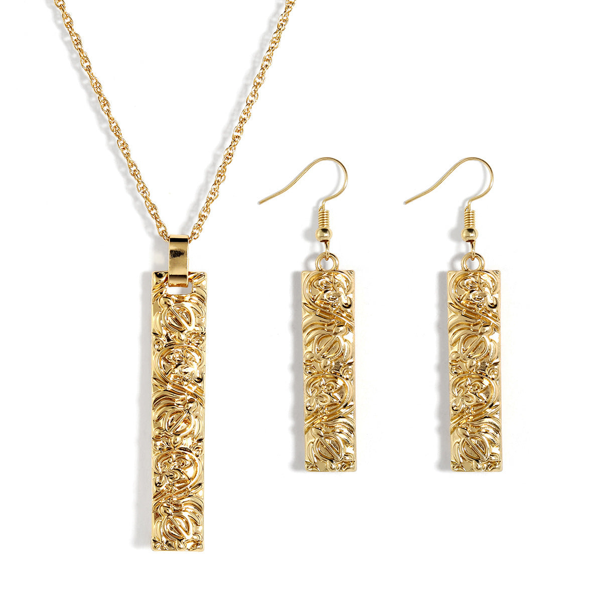 Bamboo Bar Necklace and Earrings Set