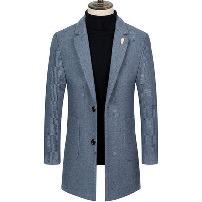 Lapel Herringbone Slim-fit Cashmere Coats