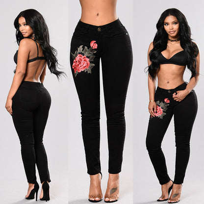 Black jeans embroidered