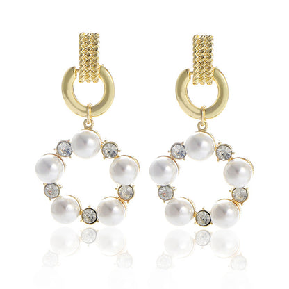 Pearl Earrings With Stones Retro