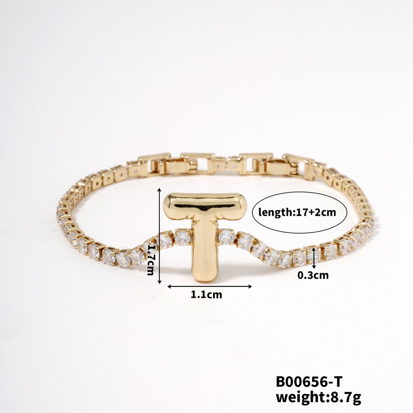 Buckle English Letter Bracelet Female Zircon