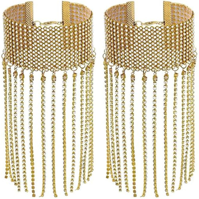 Sexy Affordable Luxury Fashion Full Inlaid Tassel Shiny Rhinestone Anklet Multi-layer