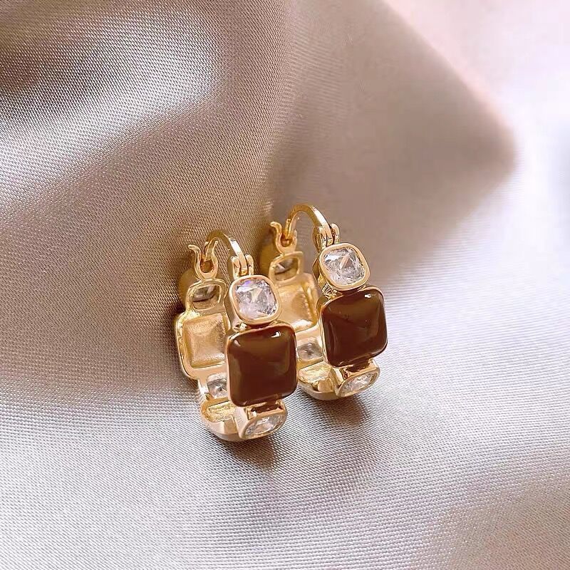 Brown Zircon Earrings