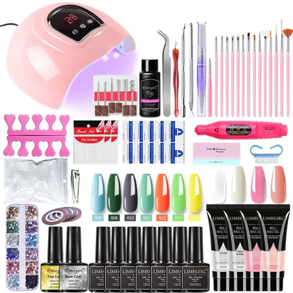 Kit de gel de uñas Poly con lámpara UV de 54W