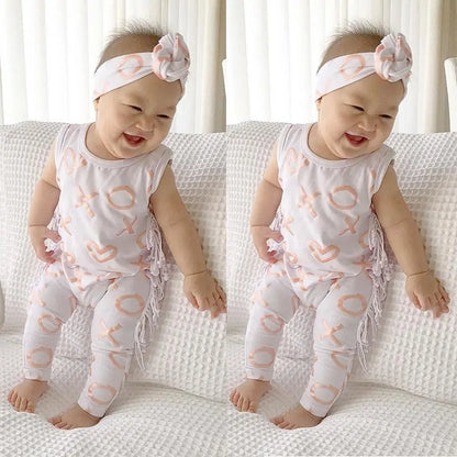 Newborn Baby Girl Sleeveless Tassel Romper Clothes