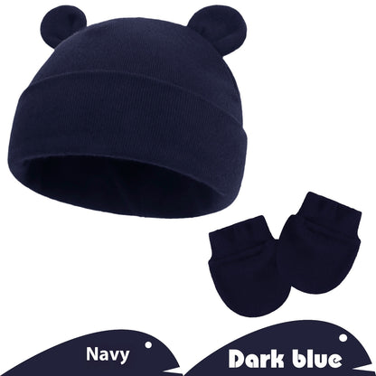 Newborn Gloves Hat Two-piece Set Keep Baby Warm Cashmere Thickened