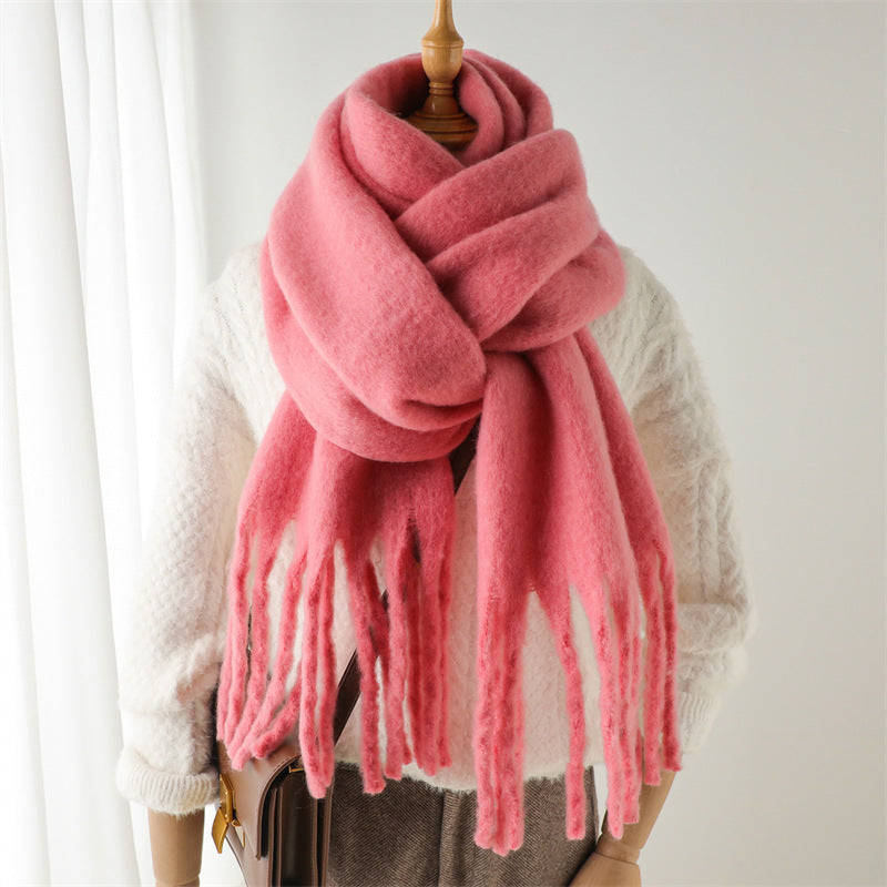 Mohair Pure Color Winter Warm Scarfs