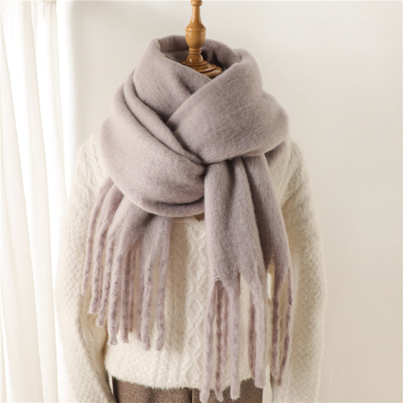 Mohair Pure Color Winter Warm Scarfs