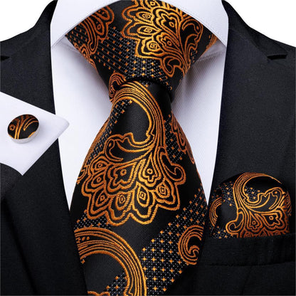 Neckties Luxury Black And Gold