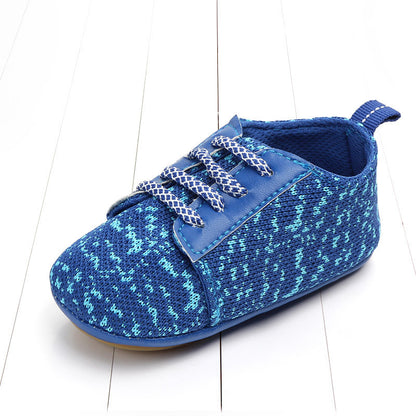 Spring and autumn lace-up flying knit baby shoes