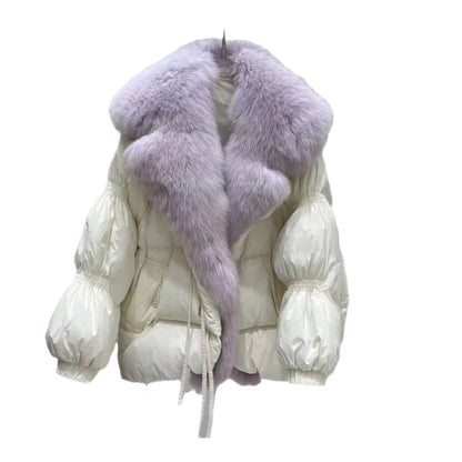 Short Loose Big Fur Collar Duck Down Jackets