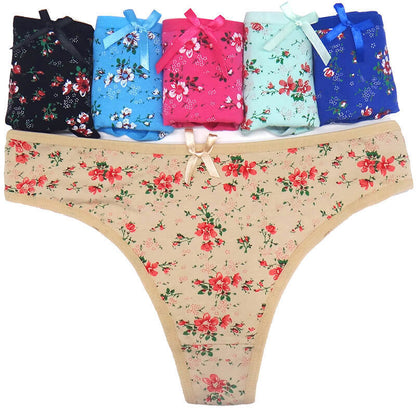 Printed women's thong 6pcs