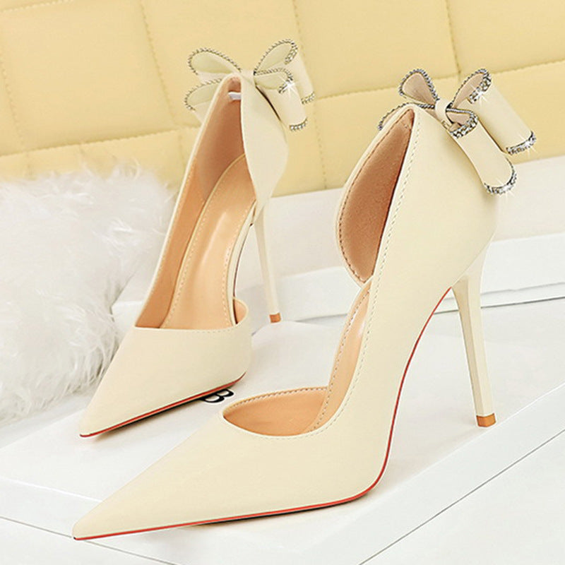 Sexy Low-cut Pointed Toe Rhinestone Stiletto Heels