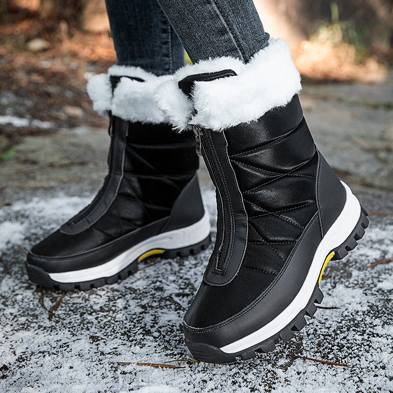 Waterproof Snow Boots Mid-calf Front Zipper