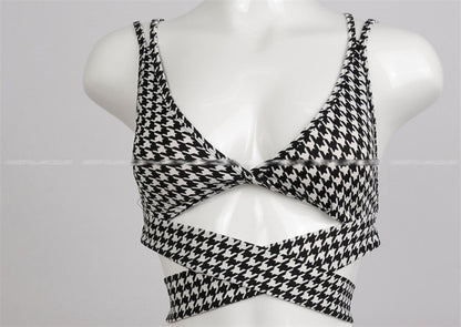 Houndstooth Cross-Tie Swimsuit Bikini