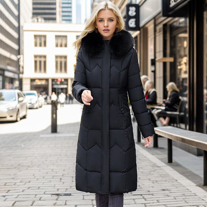 Long Coats With Thickened Fur Collar Cotton-padded