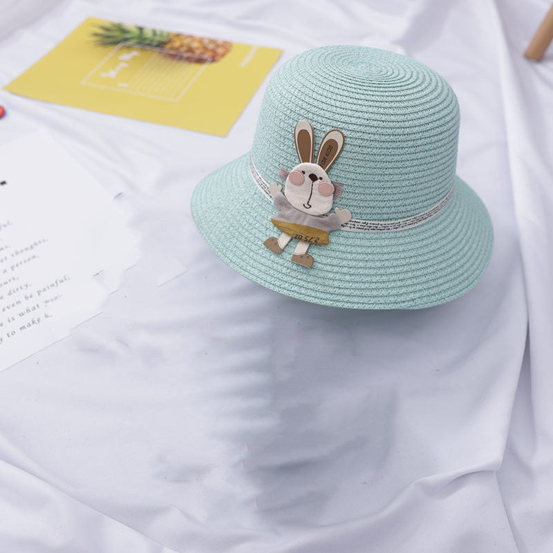 Baby Outdoor Straw Hat Cute Rabbit Decoration Bag