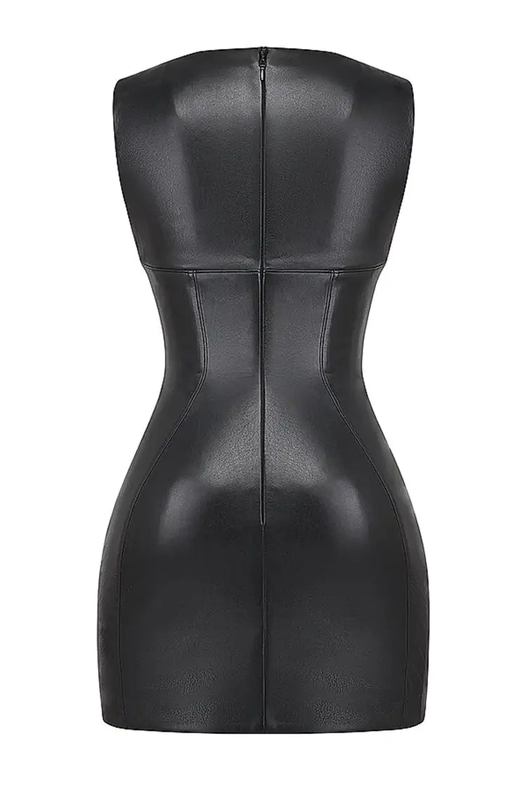 Emerald Black Vegan Leather Dresses