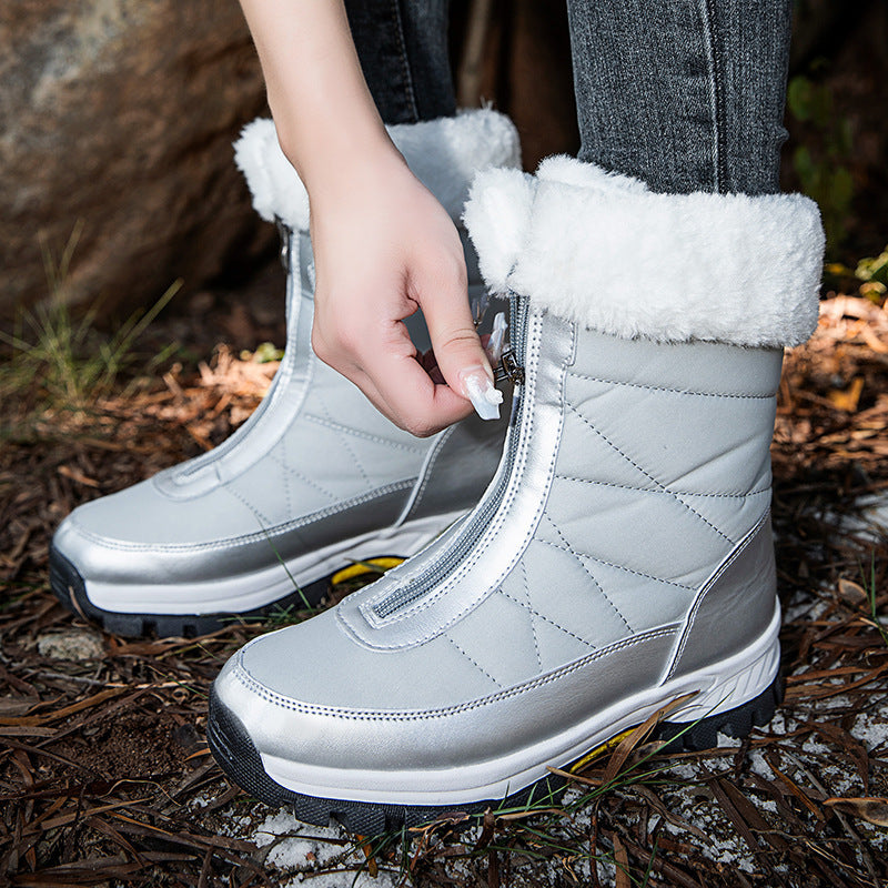 Waterproof Snow Boots Mid-calf Front Zipper