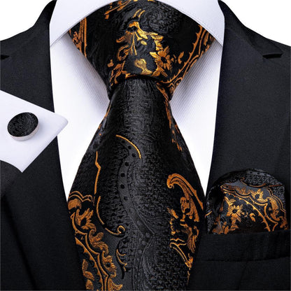 Neckties Luxury Black And Gold