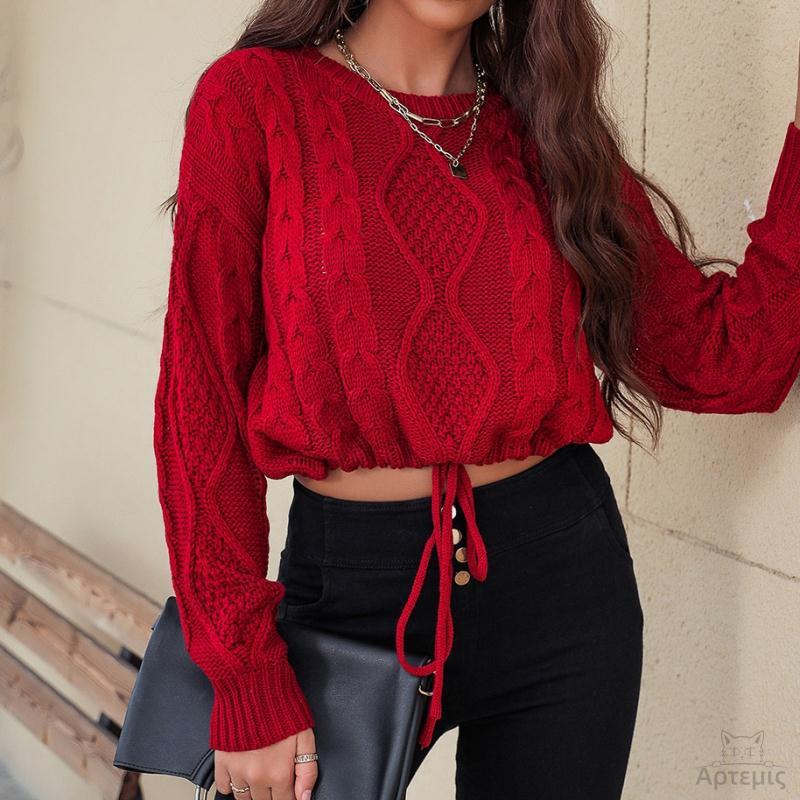 Long Sleeve Knitted Crew Neck Casual Sweaters