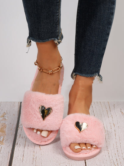 Fluffy Flat Home Cotton Slippers