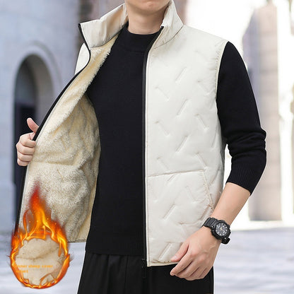 Collar Fleece-lined Thickened Lamb Wool Vests