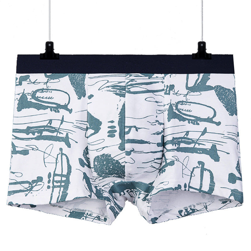 Men's Mid-waist Boxer Printed Cotton