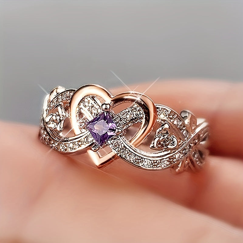 Simple Heart-shaped Zircon Rings