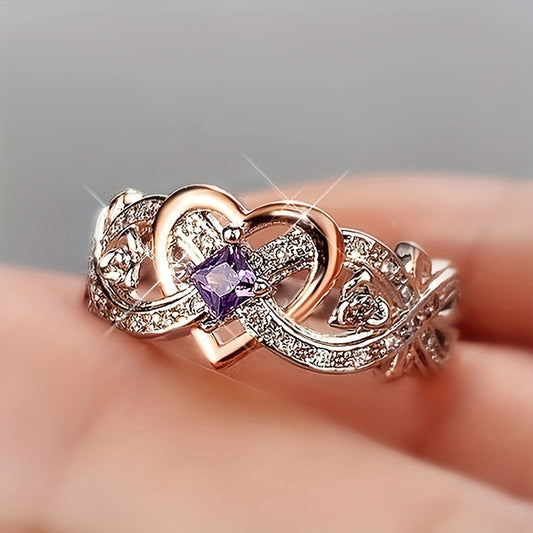 Simple Heart-shaped Zircon Rings