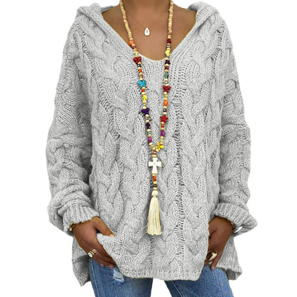 Solid Color Twist Knitted Hoodie Sweaters