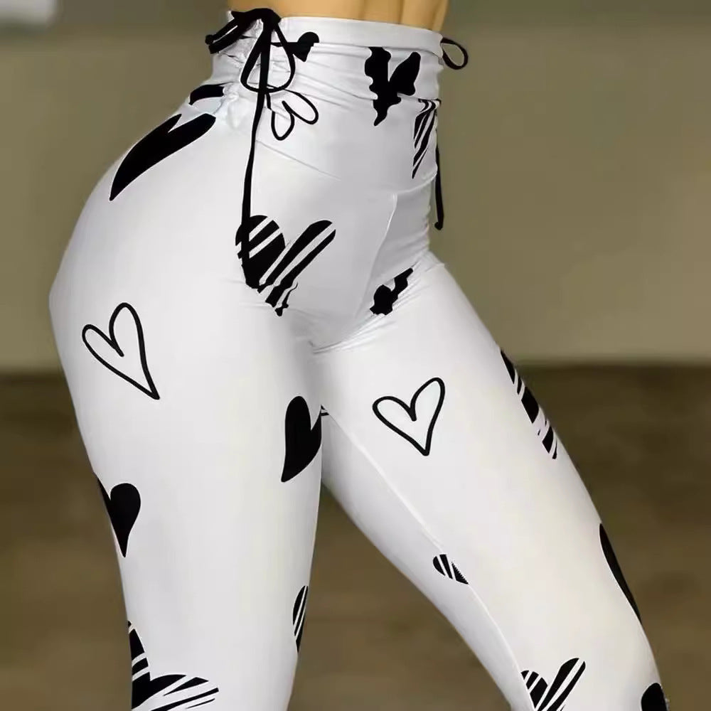 Heart Print Yoga Sports Fitness Leggings