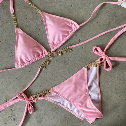 Multicolor diamond bikinis