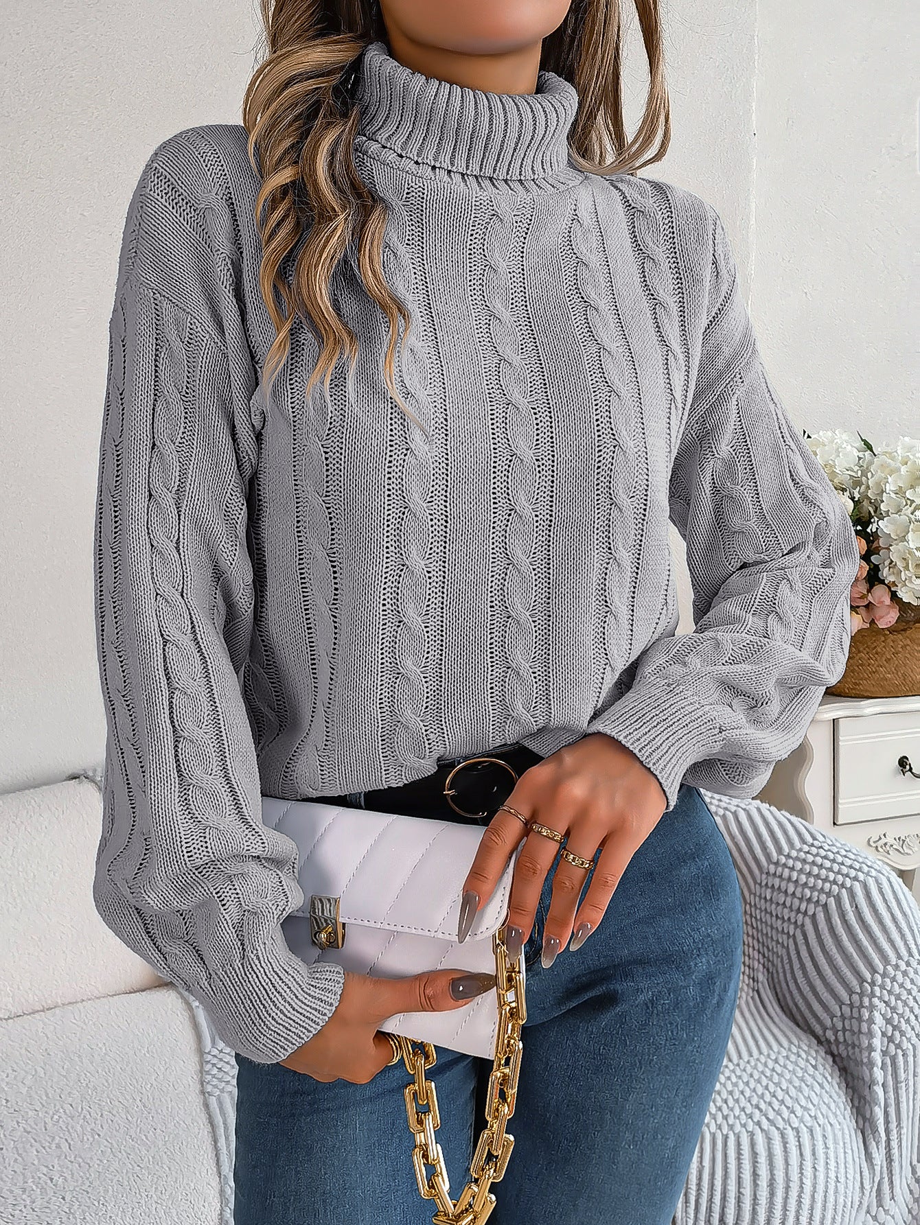 Casual Long Sleeve Turtleneck Sweaters