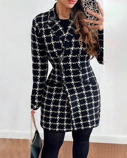 Long-sleeved Collar Printed Coats