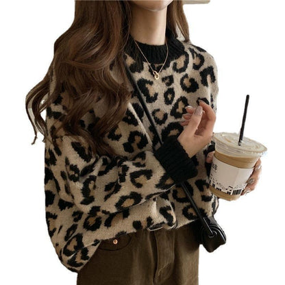 Leopard Print Loose Thick Sweaters