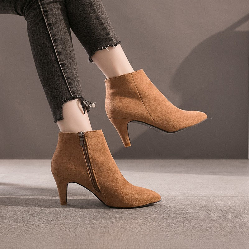 Pointed Toe Stiletto Mid-heel Non-slip Boots