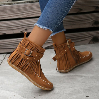 Flat Buckle Boots Retro