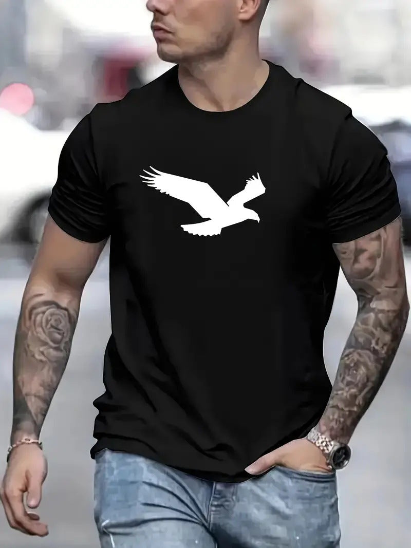 Eagle Print Solid Color Men's Casual T-shirts