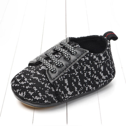 Spring and autumn lace-up flying knit baby shoes