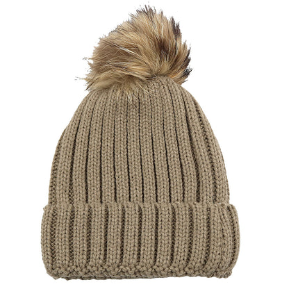 Fur Ball Knitted Hat Warm And Thick Woolen Cap