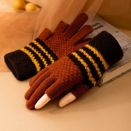 Fleece-lined Knitting Wool Cold-proof Gloves