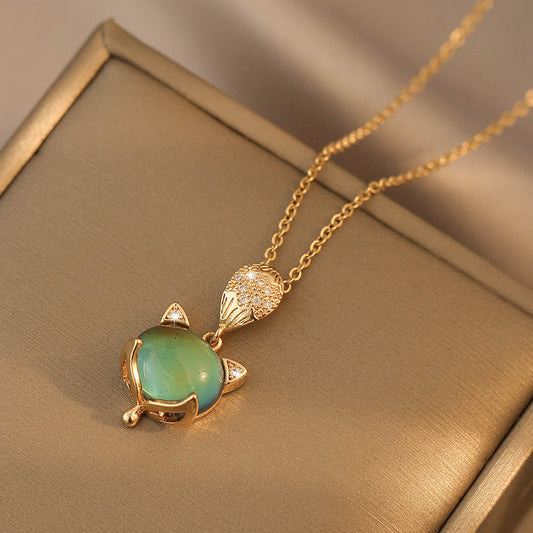 Gradual Color Changing Design Warm Stone Necklaces