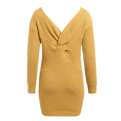 Sexy One-Shoulder Knitted Loose Sweater Dressers