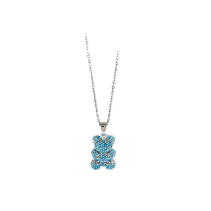 Micro Inlaid Zircon Turquoise Bear Necklaces