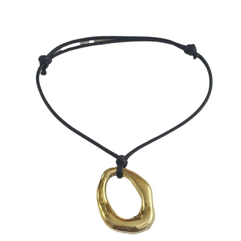 Irregular Shaped Hollow Oval Pendant Anklet