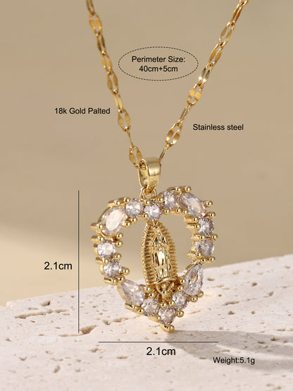 Zircon Hollow Heart Pendant Necklaces Clavicle Chain