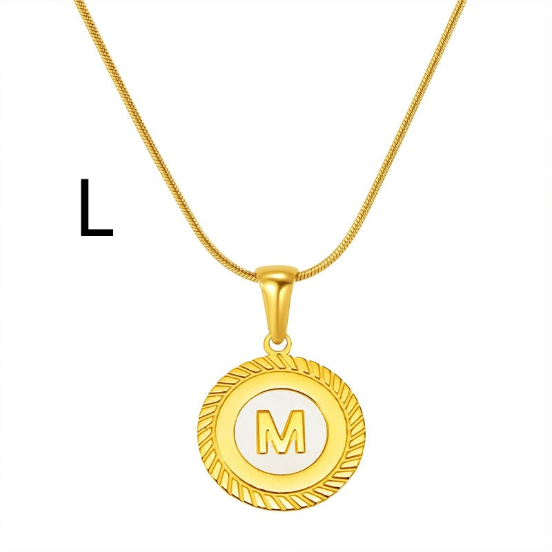 26 Letter Pendant 18K Steel Necklaces