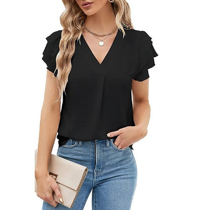 Camisas con volantes Top de manga corta