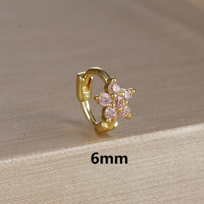 Micro Inlaid Zircon Edge Buckle Flower Purple Earrings